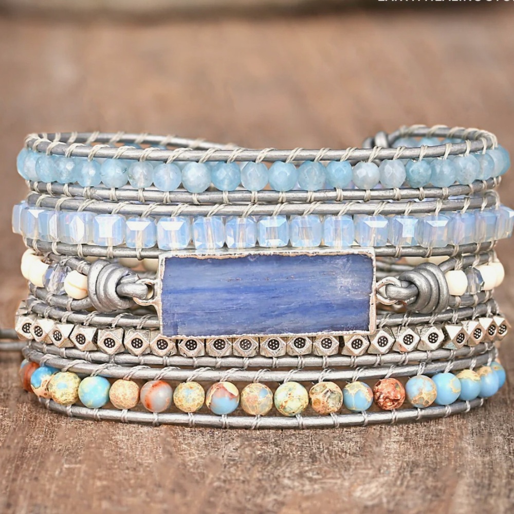 Healing Aura Blue Topaz Wrap Bracelet